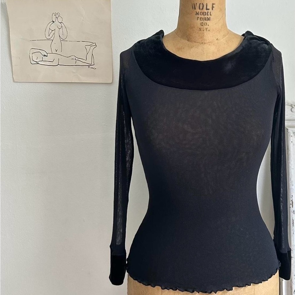 VINTAGE VELVET ON GOSSAMER MESH TOP